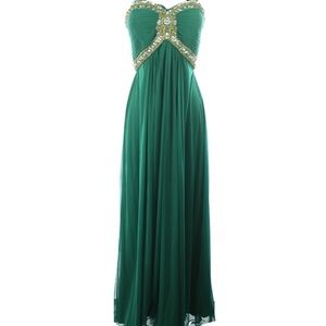 Emerald Green strapless prom dress